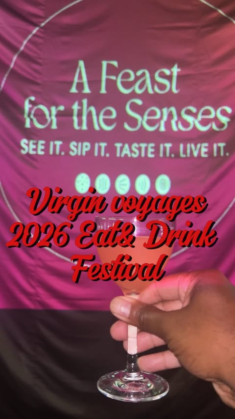 Instagram post by @hungry_inhouston for Virgin Voyages. Caption reads: I had a great time @virginvoyages 2026 Eat&Drink....