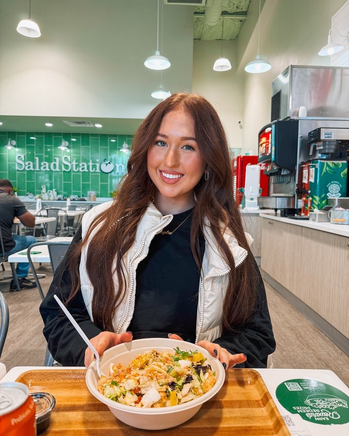 Instagram post by @lynleemorgan for Salad Station. Caption reads: [...] a good chopped salad can’t fix....
