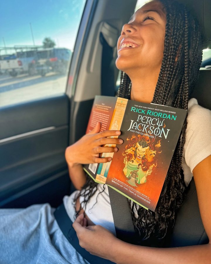 Instagram post by @jenniferborget for Read Riordan. Caption reads: That face you make when your favorite character is....