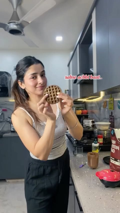 Instagram post by @jazzz987 for MuscleBlaze. Caption reads: [...] These mocha waffles are made with....