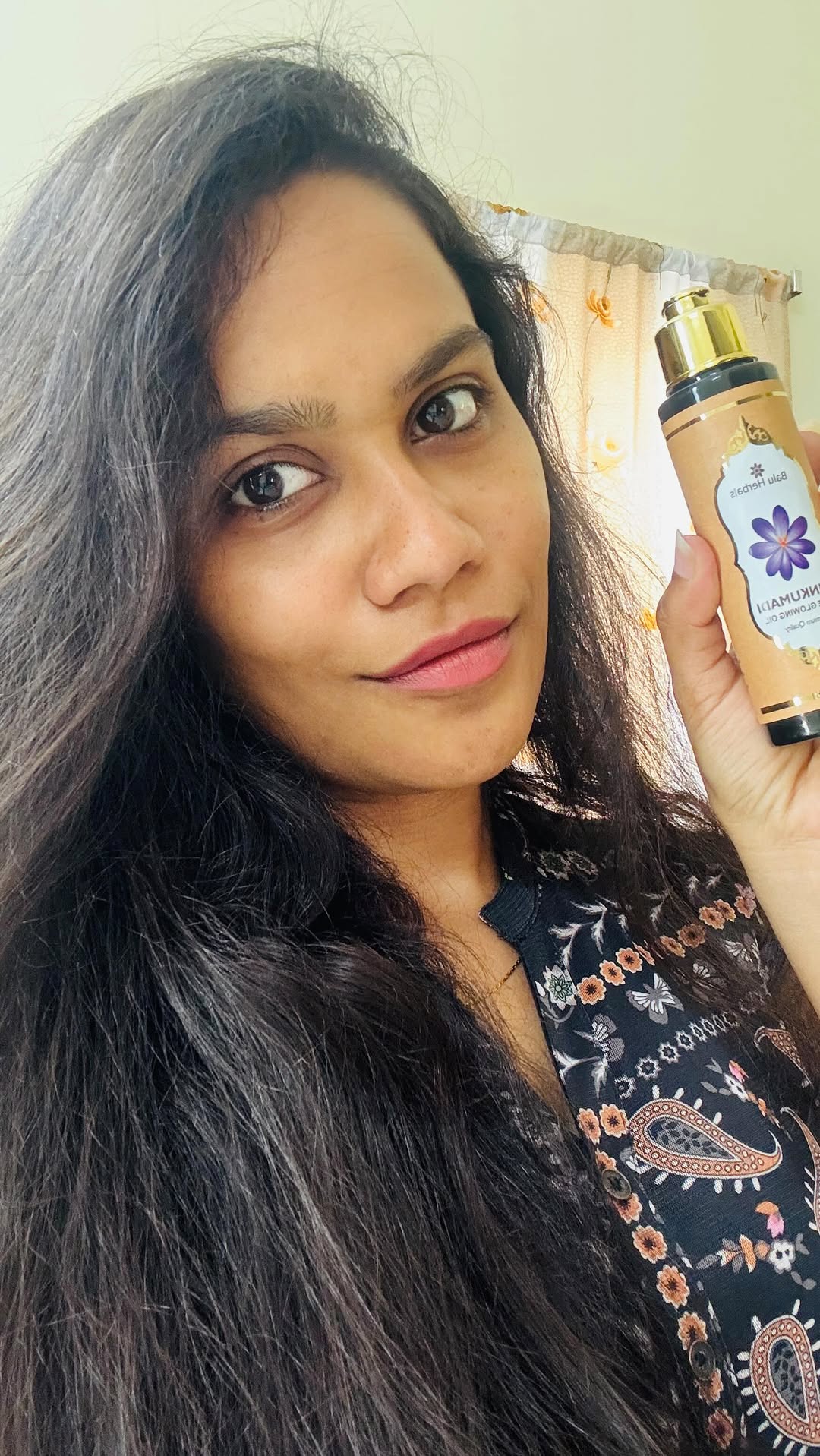 Instagram post by @dr.sree_bhavyaa for Balu Herbals. Caption reads: Save this for your skin routine!✨
👉Kumkumadi oil....