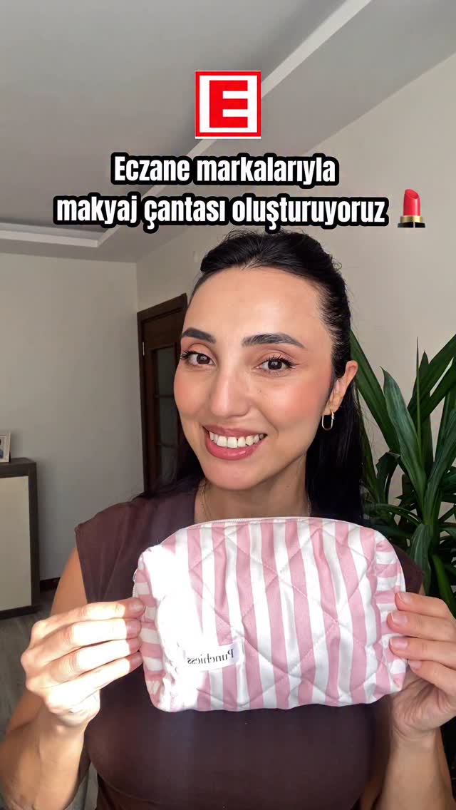 Instagram post by @tugbanin_tavsiyeleri for La Roche-Posay. Caption reads: Eczane markalarıyla dolu bir makyaj çantası....