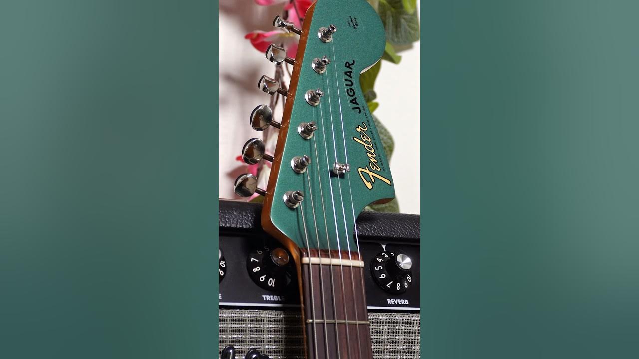 YouTube post by @AudiomoMusic for Fender. Caption reads: Shop the Vintera III Jaguar at Fender - This video....