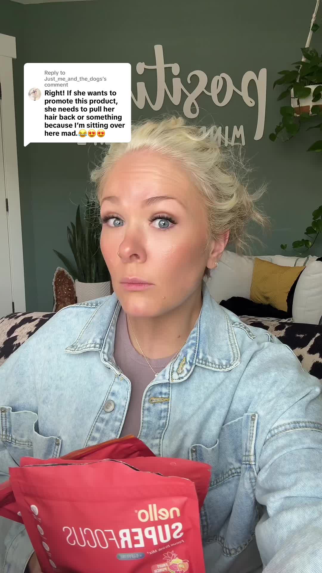TikTok post by @joliolioliver for drinknello. Caption reads: Replying to @Just_me_and_the_dogs okay but hair....