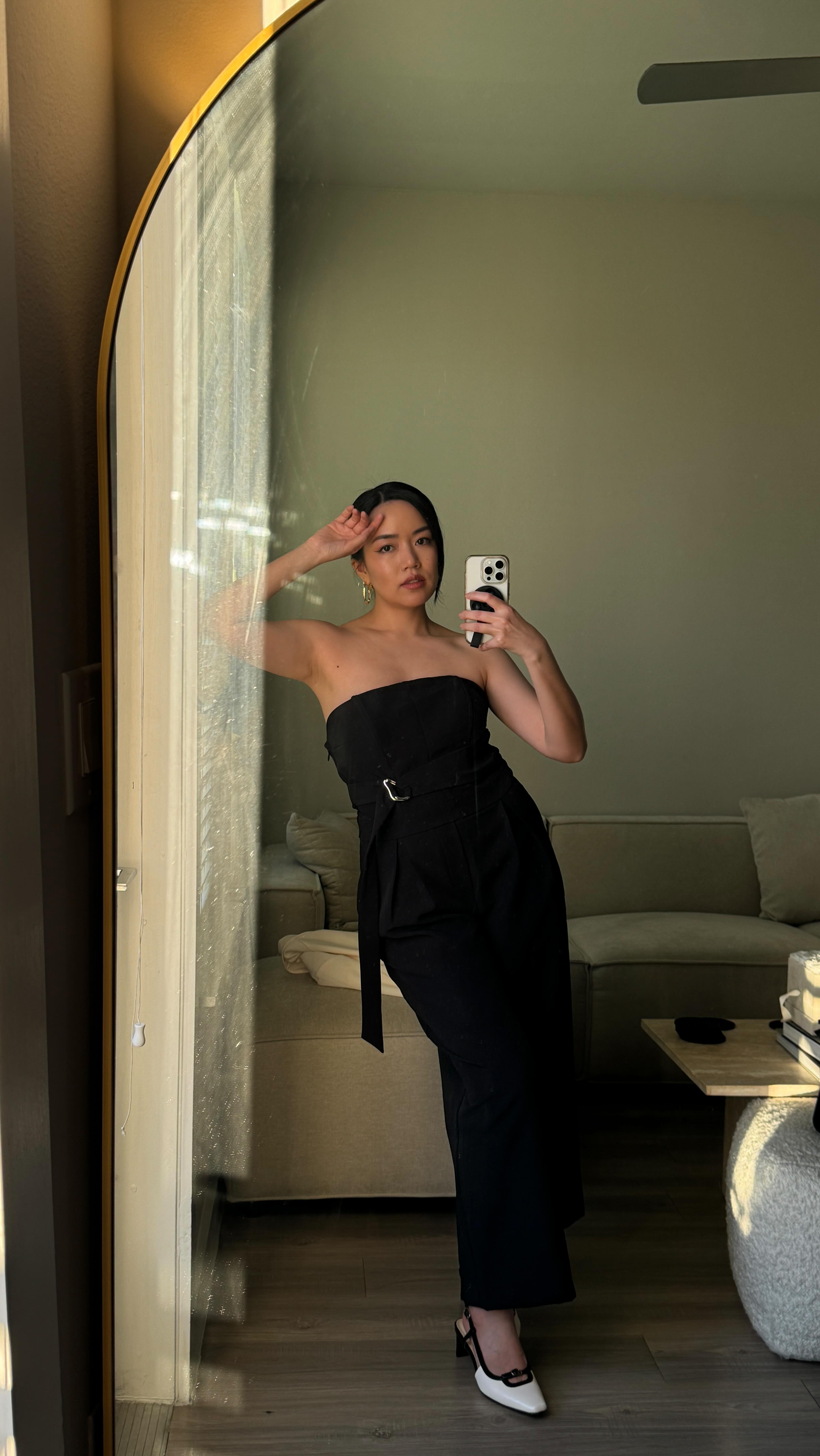 Instagram post by @bellalanguyen for Jcpenney. Caption reads: Ad. Suits and jumpsuits for petite women? Yes! 🤍....