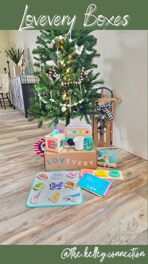 Instagram post by @the.kelley.connection for Lovevery. Caption reads: [...] with the appropriate age in mind! #ad....