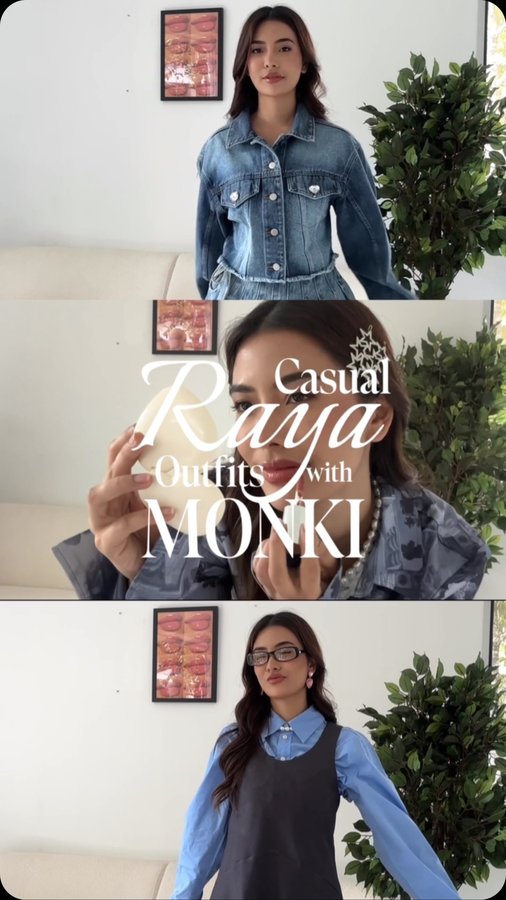 Instagram post by @ayramessi for Monki. Caption reads: Raya looks, @monki feels! Get ready to celebrate....