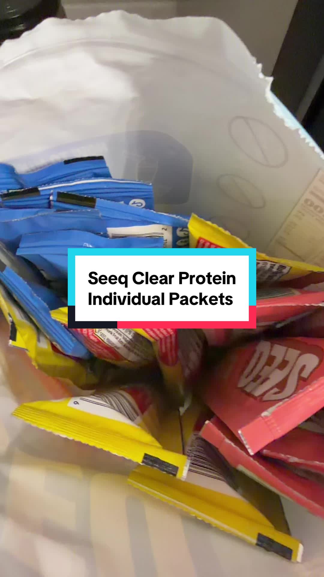 TikTok post by @bridgettesbuys for SEEQ SUPPLY. Caption reads: [...] #seeqprotein #proteinwater #gymgirl @SEEQ....