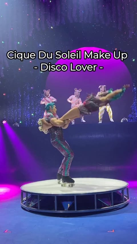 Instagram post by @resplendence.duo for Cirque du Soleil. Caption reads: Step by step Disco Lover make up for Twas The....