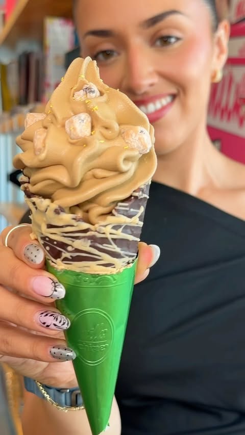 Instagram post by @cabreranalieats for Chime. Caption reads: [...] limited-edition Get That Dough Cone from....