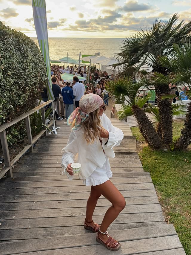 Instagram post by @bbcvl for LONGCHAMP. Caption reads: dreamy night on the beach with @longchamp 🐎🤍✨....