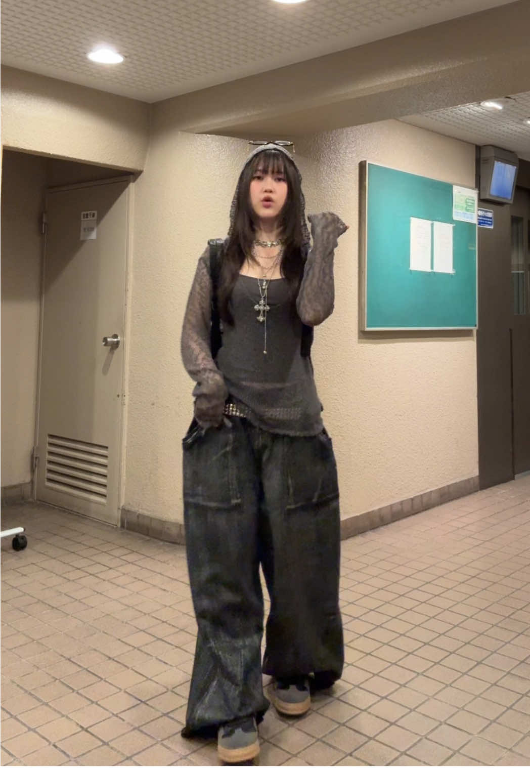 TikTok post by @kitsue__ for Jaded LDN. Caption reads: all black fit with stacked accessories never....