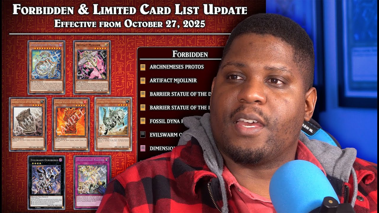 YouTube post by @apsamplifier for EwinRacing. Caption reads: Yu-Gi-Oh Emergency Bans, MTG Avatar Release,....