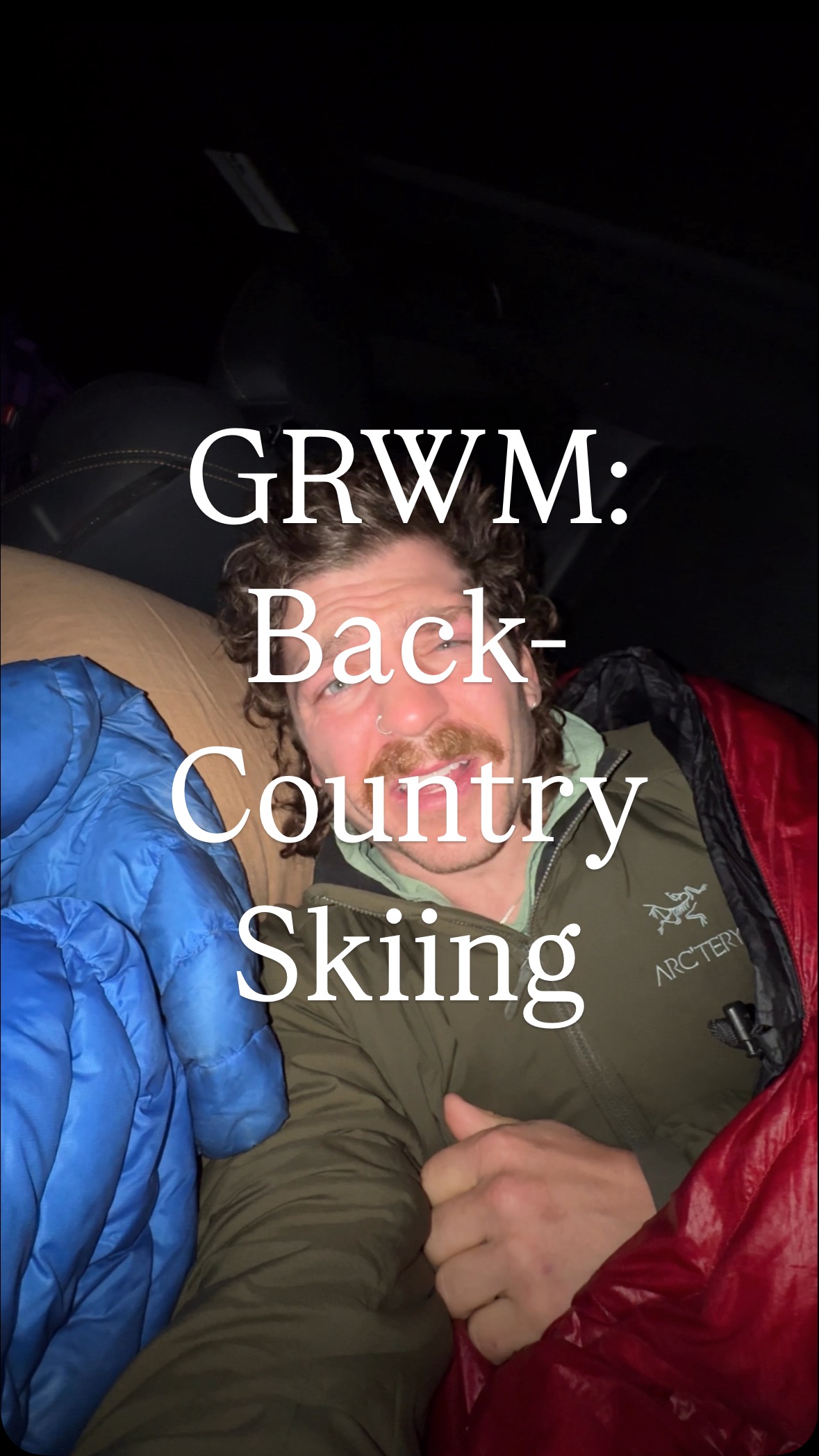 Instagram post by @cbeaumartino for Jetboil. Caption reads: Insufferable influencer voice x backcountry ski....