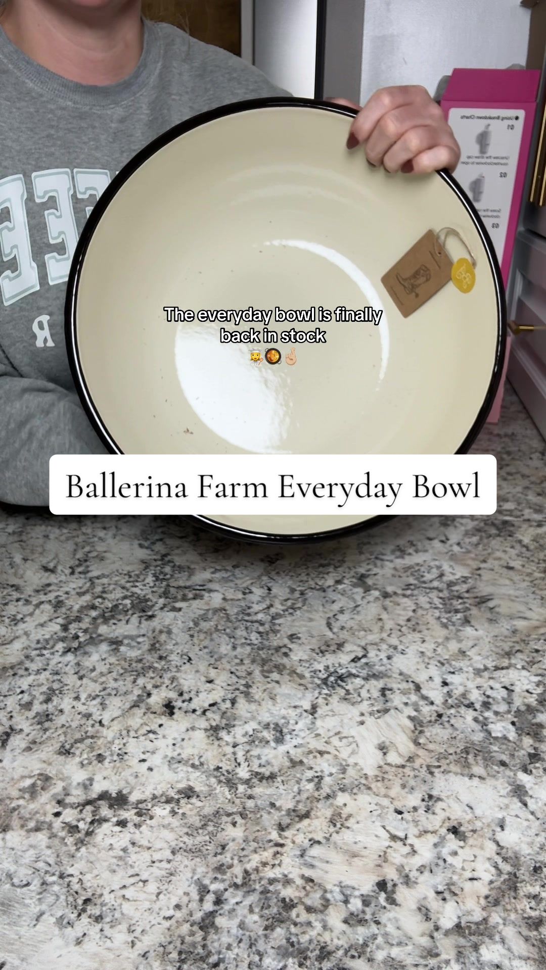 TikTok post by @lbscakes_ for Ballerina Farm. Caption reads: Ballerina Farm Everyday Bowl is BACK....