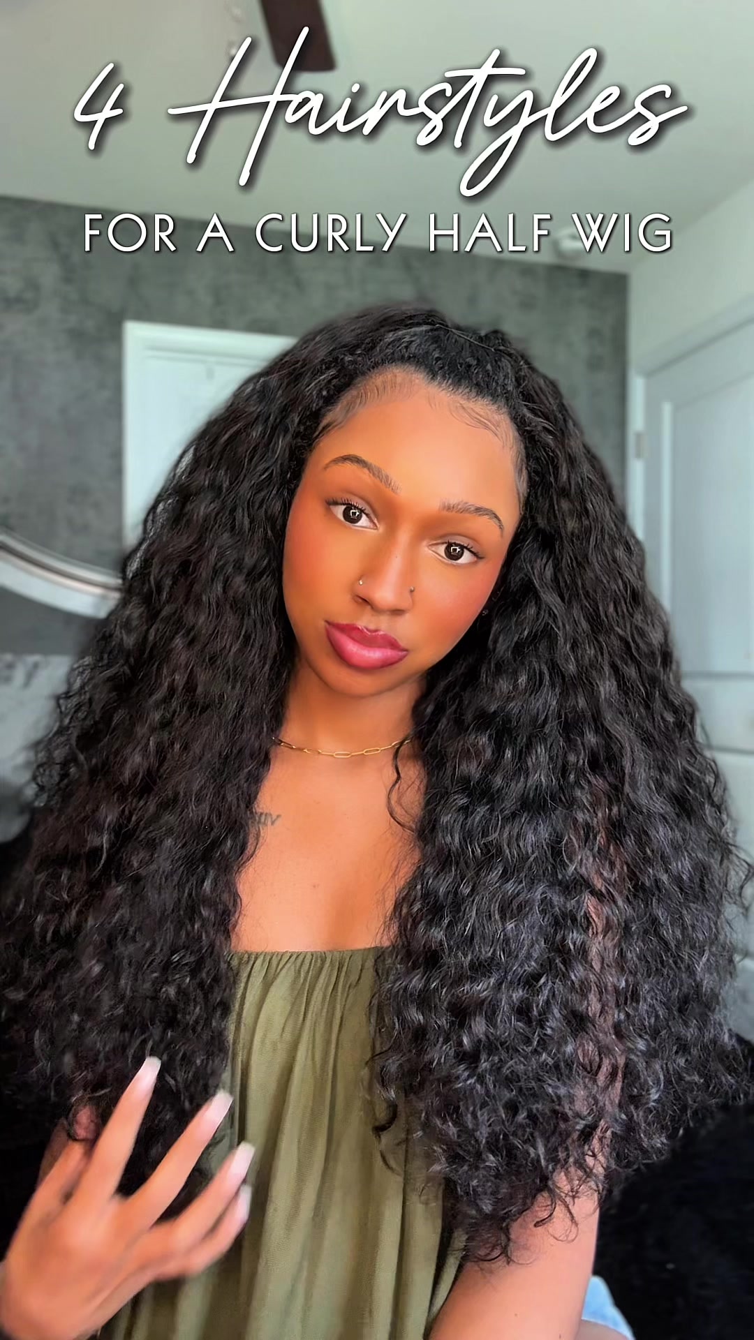 TikTok post by @imaniannese for Celie Hair. Caption reads: [...] to try on your halfwig ✨ hair from:....