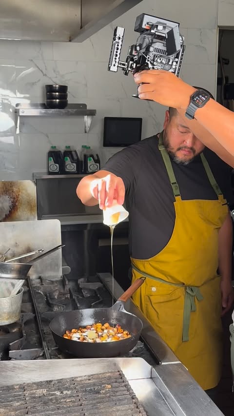 Instagram post by @chefkleeokc for Kikkoman USA. Caption reads: A little BTS from my collab with @kikkomanusa....