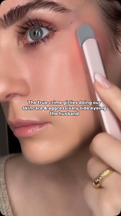 Instagram post by @skin_vestmentt for Solawave. Caption reads: The true crime girlies also knowing we wouldn’t....