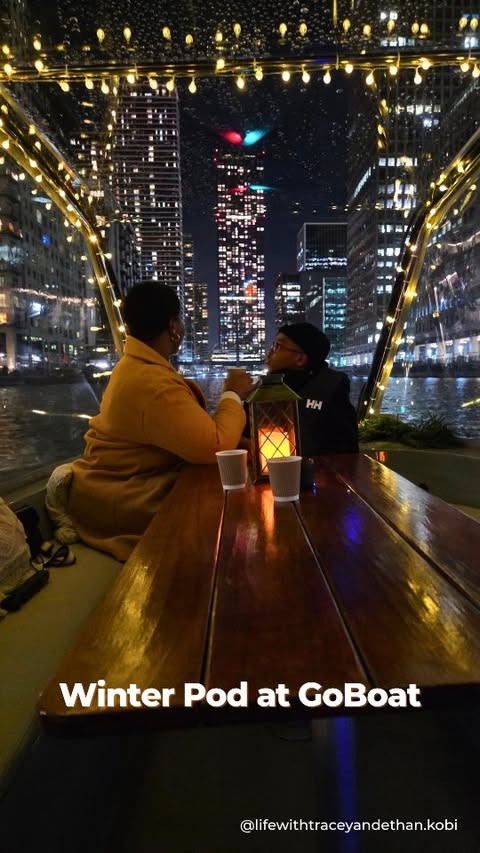 Instagram post by @lifewithtraceyandethan.kobi for Goboat. Caption reads: [...] in London? We tried the Winter Pod at....