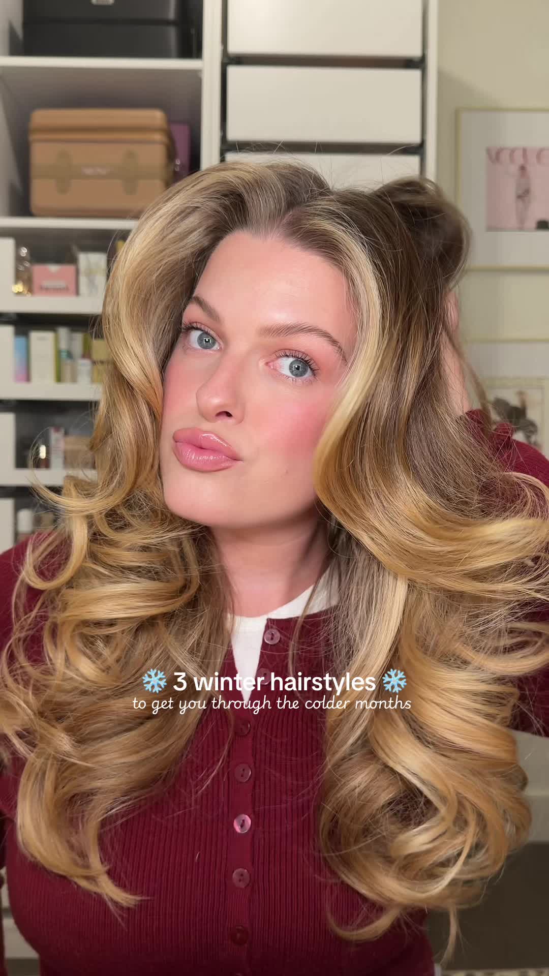 TikTok post by @meredithwelborn for Dae Hair. Caption reads: [...] on repeat, all styled with the new @Dae Hair....