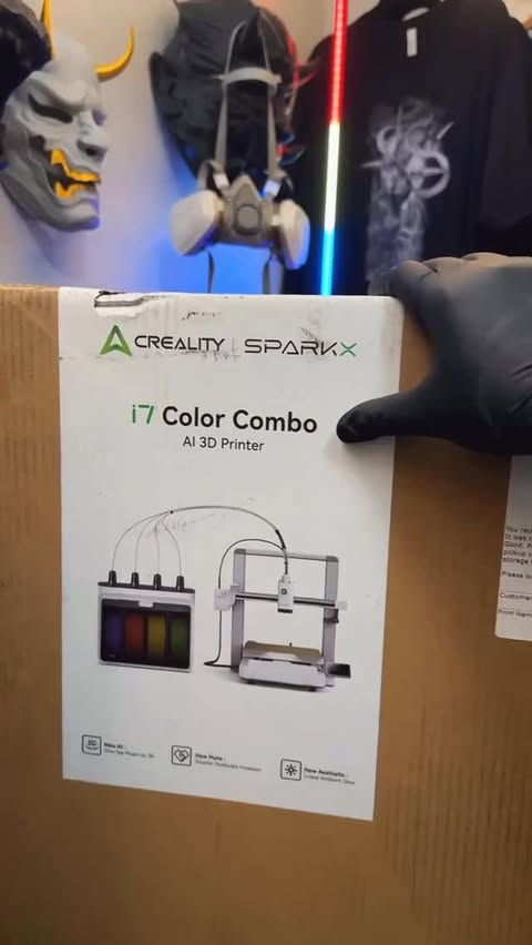 Instagram post by @abovewongart for Creality. Caption reads: Unboxing the brand new @creality3d Spark XI7 3D....