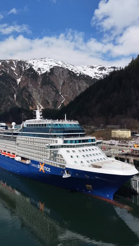 Instagram post by @adamsaway for Celebrity Cruises. Caption reads: [...] Solstice feels made for Alaska.....