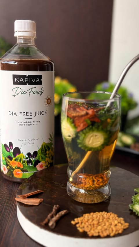 Instagram post by @chatorehumtum for Kapiva. Caption reads: Kapiva Dia Free Juice mein hain 11 Natural Herbs....