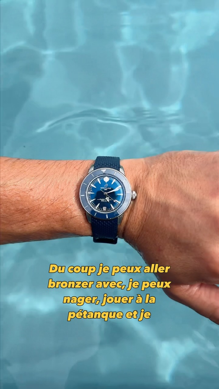 Instagram post by @lucallaccio for BREITLING. Caption reads: Cette @breitling_france Superocean Heritage 36mm....