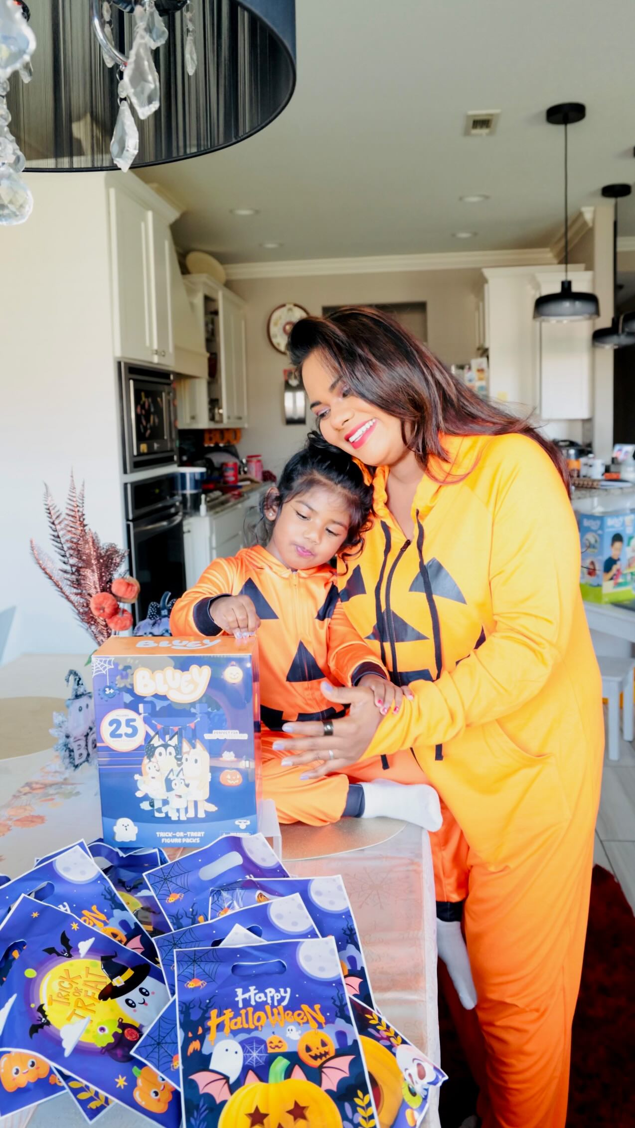 Instagram post by @fashionmejen for Bluey. Caption reads: 🎃👻 Halloween prep is in full swing at our house....