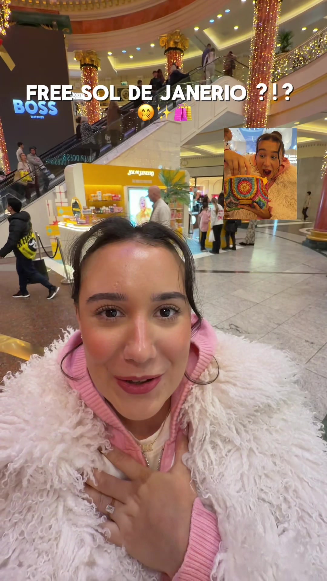 TikTok post by @alicelambertb for Sol de Janeiro. Caption reads: I can’t believe I got all this for FREE 😭✨ @Sol....