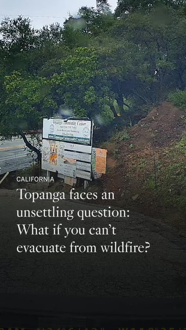 Instagram post by @nohaggerty for Los Angeles Times. Caption reads: L.A. County Fire plans to order Topanga residents....