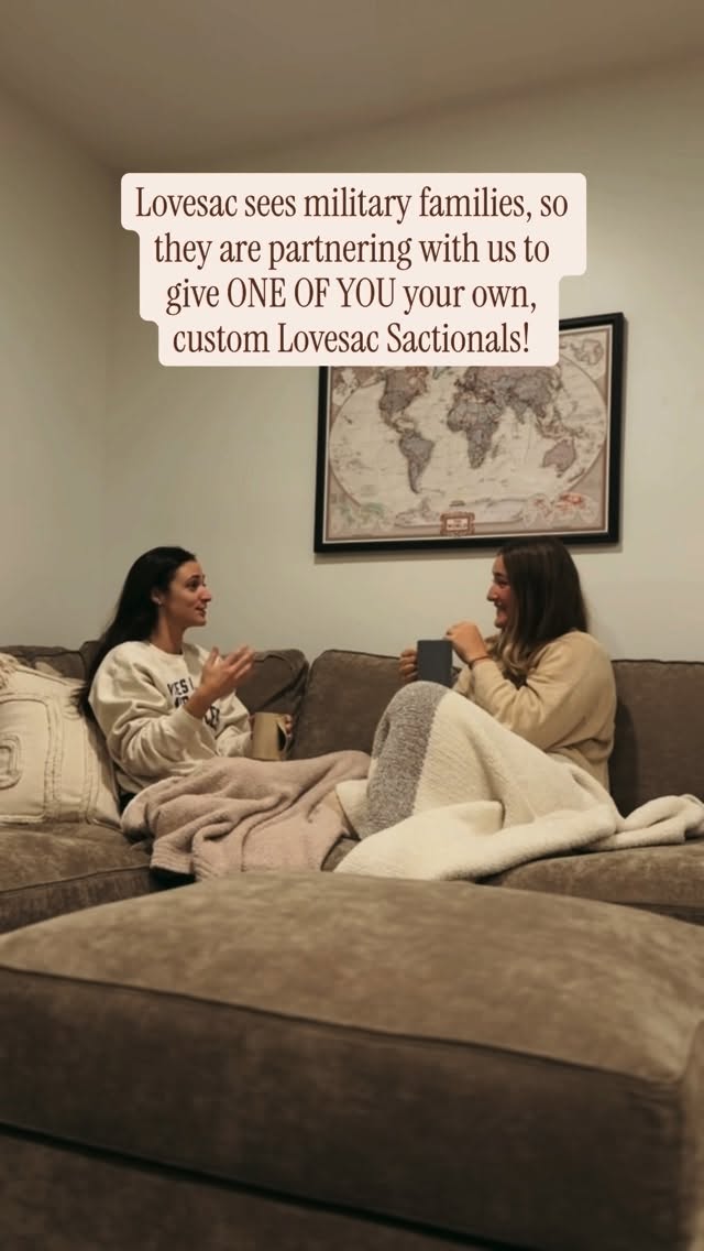 Instagram post by @wivesofthearmedforces for Lovesac. Caption reads: **GIVEAWAY CLOSED**

As military spouses, we don’t....