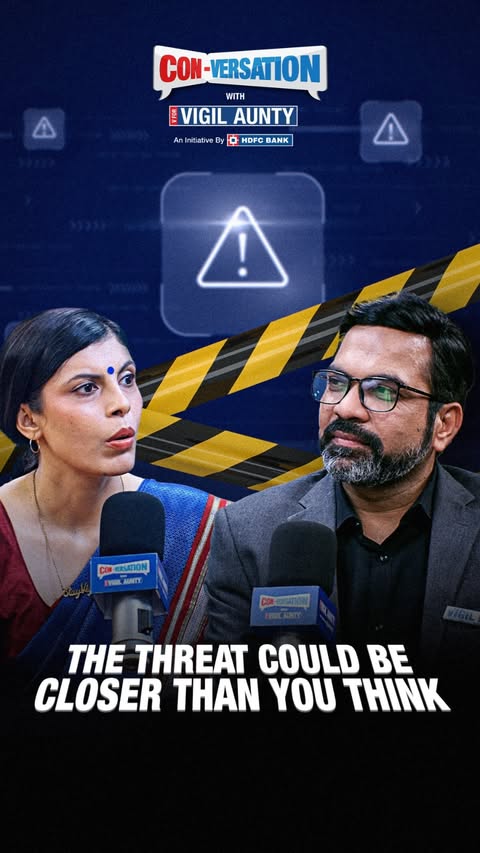 Instagram post by @vforvigilaunty for HDFC Bank. Caption reads: [...] #VigilAunty #HDFCBank.