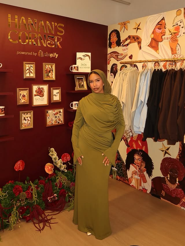 Instagram post by @hananscorner for Shopify. Caption reads: [...] Sharing my story of how I built my brand....