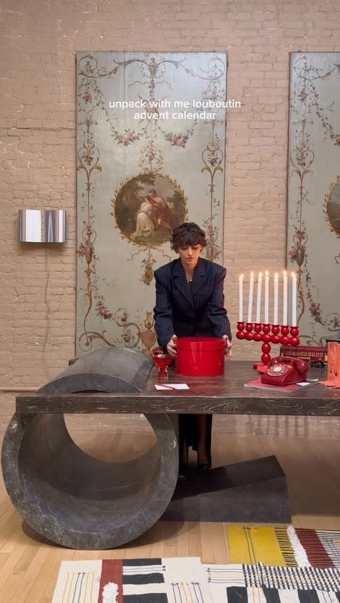 Instagram post by @withkro for Christian Louboutin. Caption reads: holidays unpacking season....