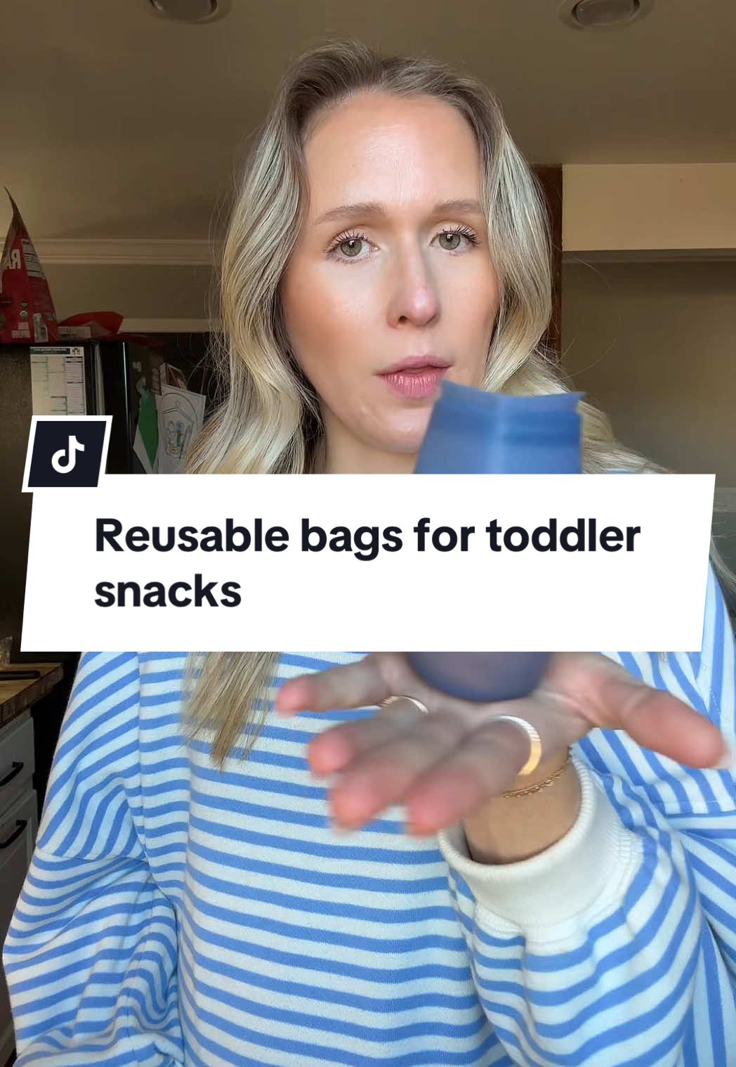 TikTok post by @thereeseco for WeeSprout. Caption reads: Reusable snack bags for toddler snacks @WeeSprout....