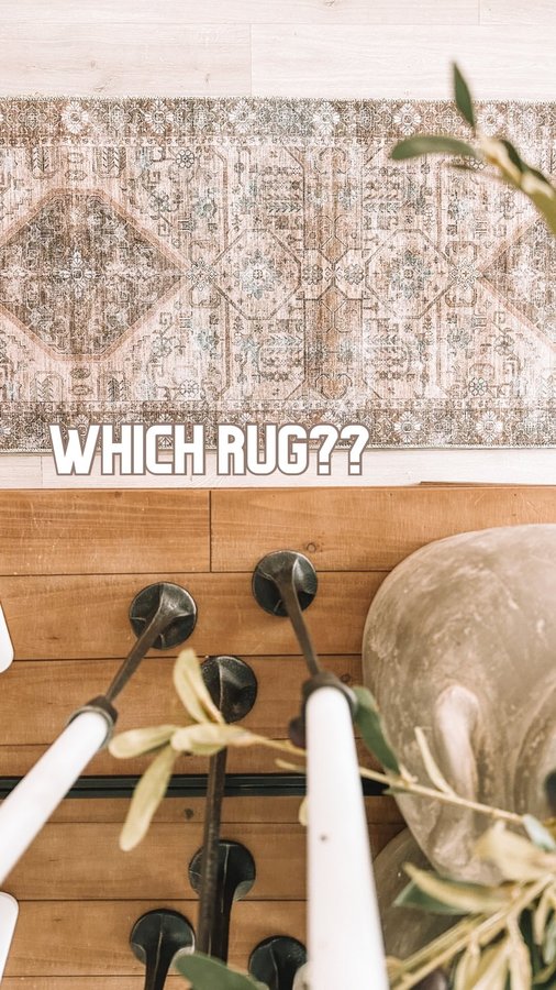 Instagram post by @jennhallak for Rugs USA. Caption reads: [...] help save my sanity from this decision.....