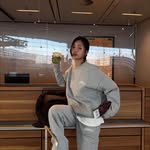 Instagram post by @jihoon for Adanola. Caption reads: i should start paying rent at the airport atp....