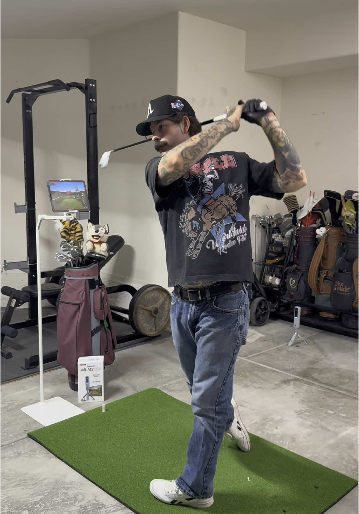 TikTok post by @altnedflanders for Rapsodo. Caption reads: [...] practice with me and the mlm2pro from....