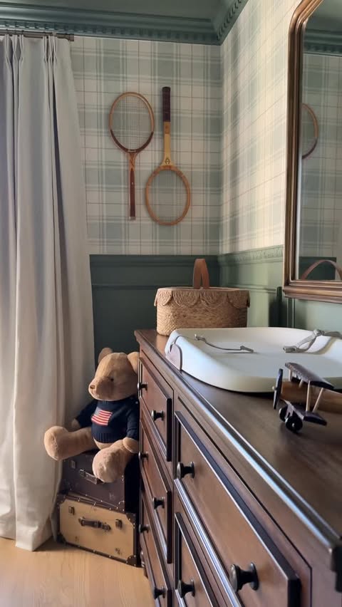 Instagram post by @dadmakesmagic for Sherwin-Williams. Caption reads: When your wife asks for a RL nursery, this is what....