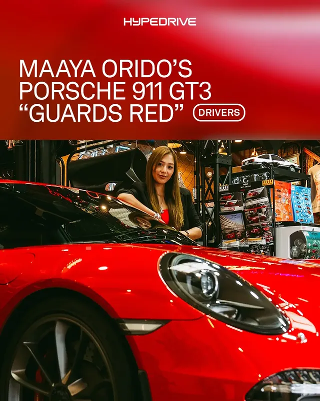Instagram post by @maaya_orido_559 for Porsche. Caption reads: [...] can always be seen when she's in her....
