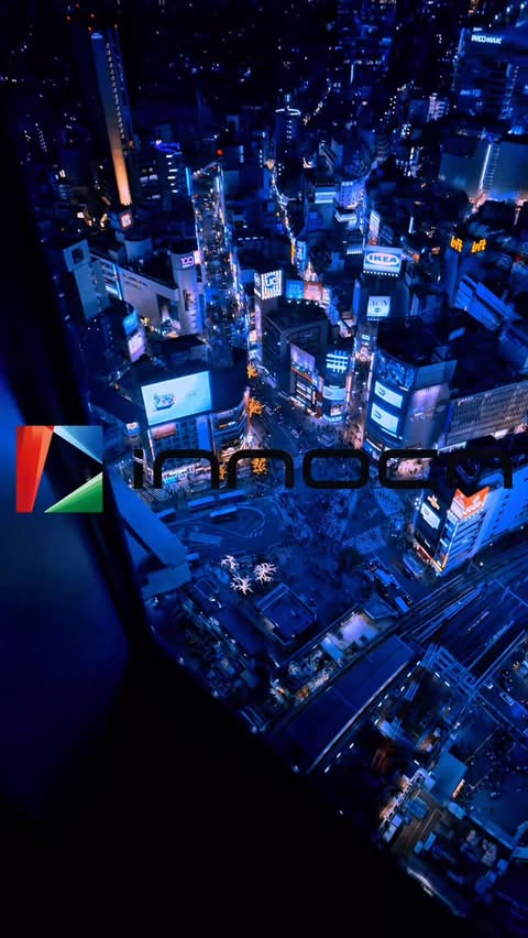Instagram post by @japan_walker_ for INNOCN. Caption reads: Shibuya / 渋谷 Using innocn's gaming monitor, you....