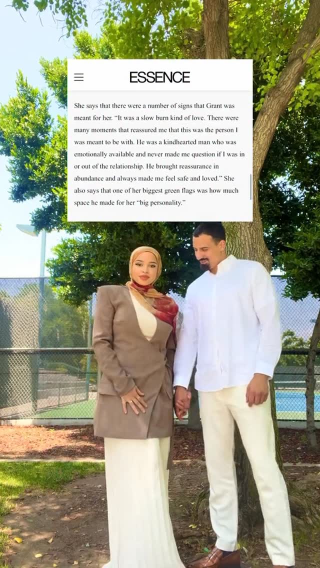 Instagram post by @jameelah.nora for ESSENCE. Caption reads: [...] honor of sharing our love story with....