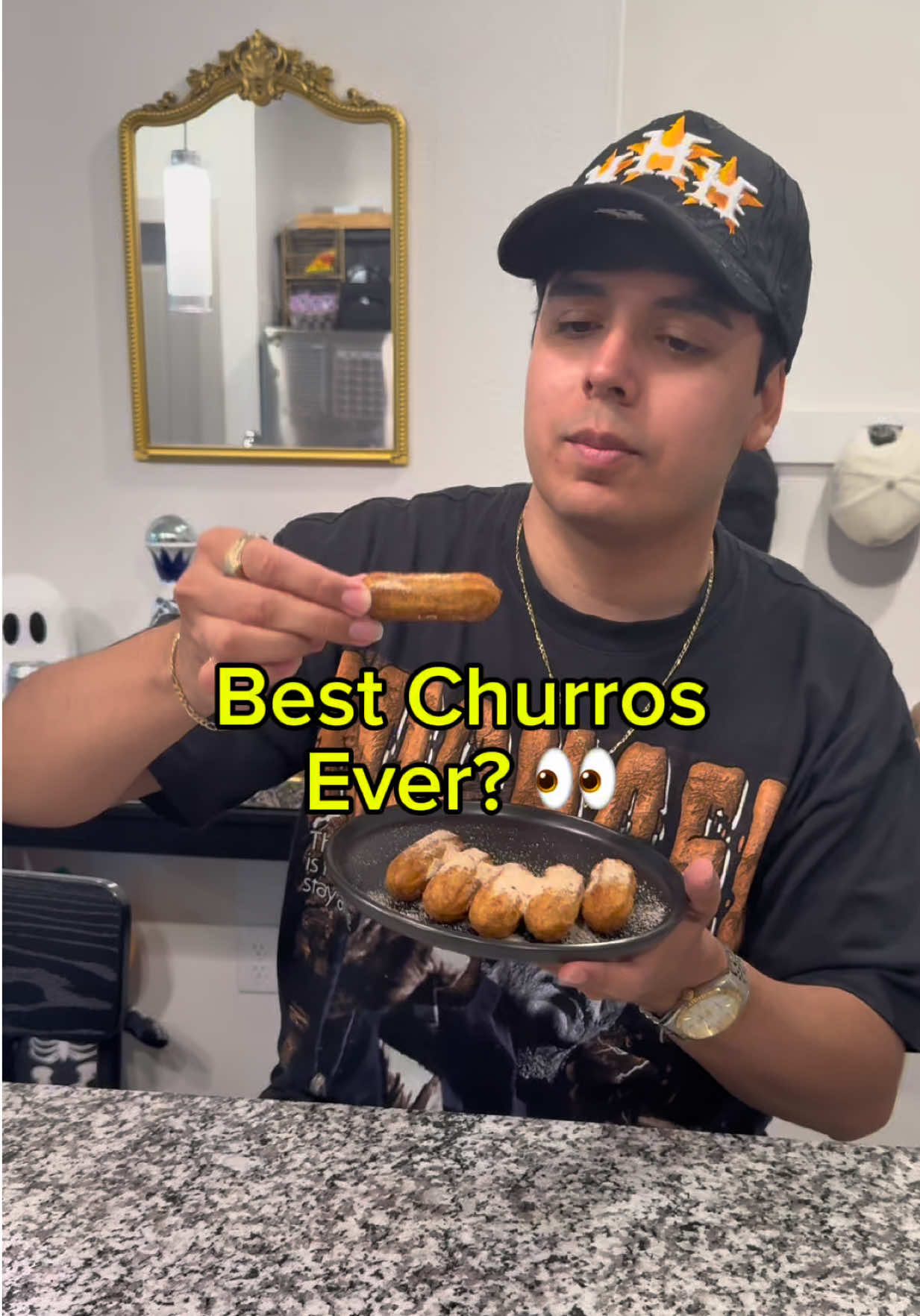 TikTok post by @rod_vqz for San Diablo Churros. Caption reads: [...] the best churros at Target 😭🔥....