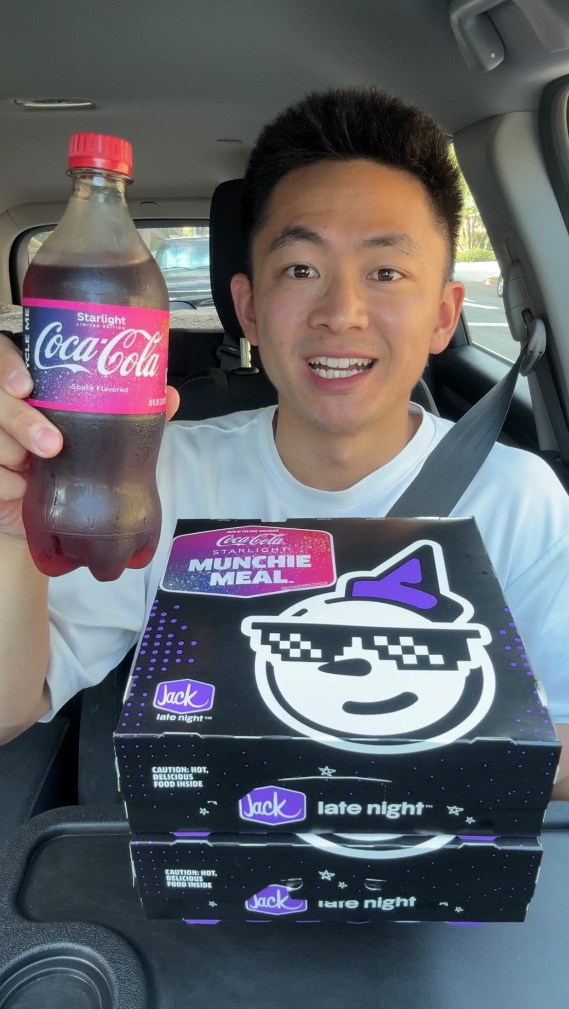 Instagram post by @thejcheneats for Jack In The Box. Caption reads: Trying @jackinthebox @cocacola Starlight Munchie....