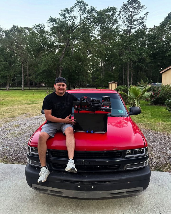 Instagram post by @oscarcastanos_ for EVIL ENERGY. Caption reads: E85🌽 Loading Up Big Thanks To....