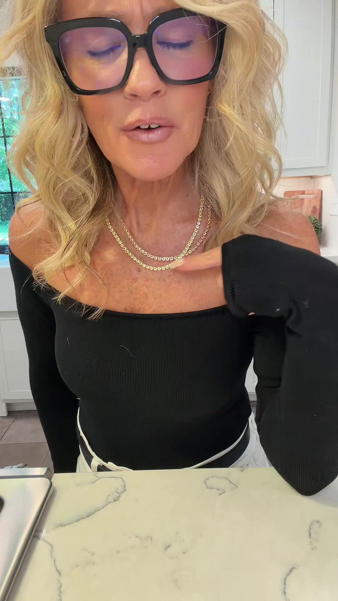 TikTok post by @leahwatkins8 for STERLING FOREVER. Caption reads: @Sterling Forever the gemstone tennis necklace in....