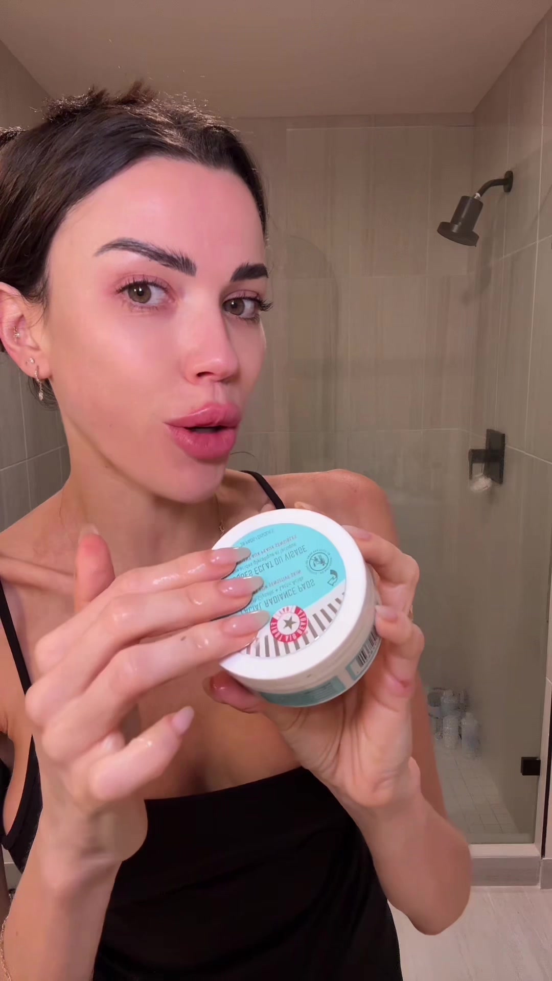 TikTok post by @daphnunez for First Aid Beauty. Caption reads: These toner pads are a godsend; I love that they....