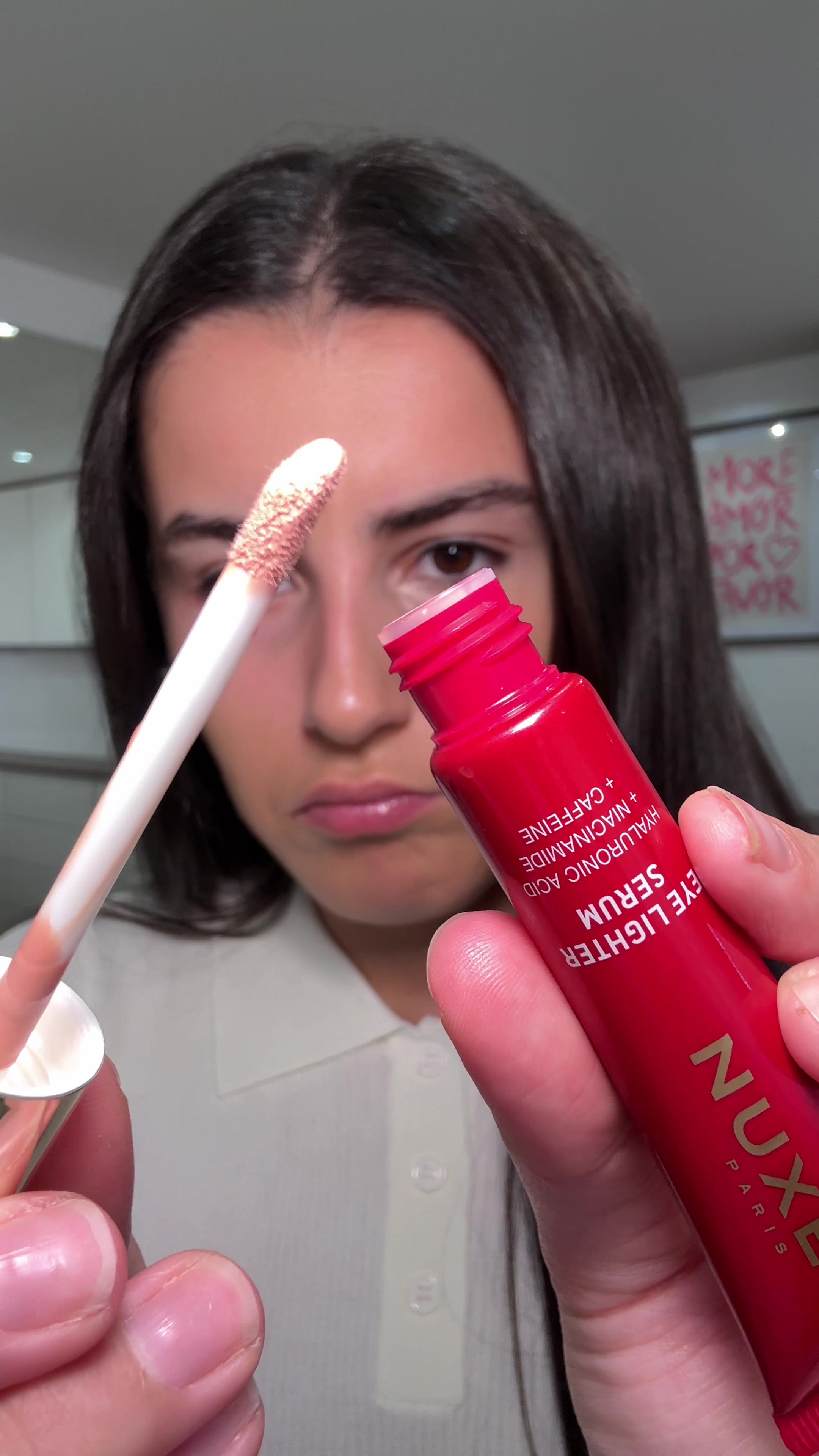 TikTok post by @ans_makeup_ for NUXE. Caption reads: [...] éclat de la gamme Merveillance Lift de @Nuxe....