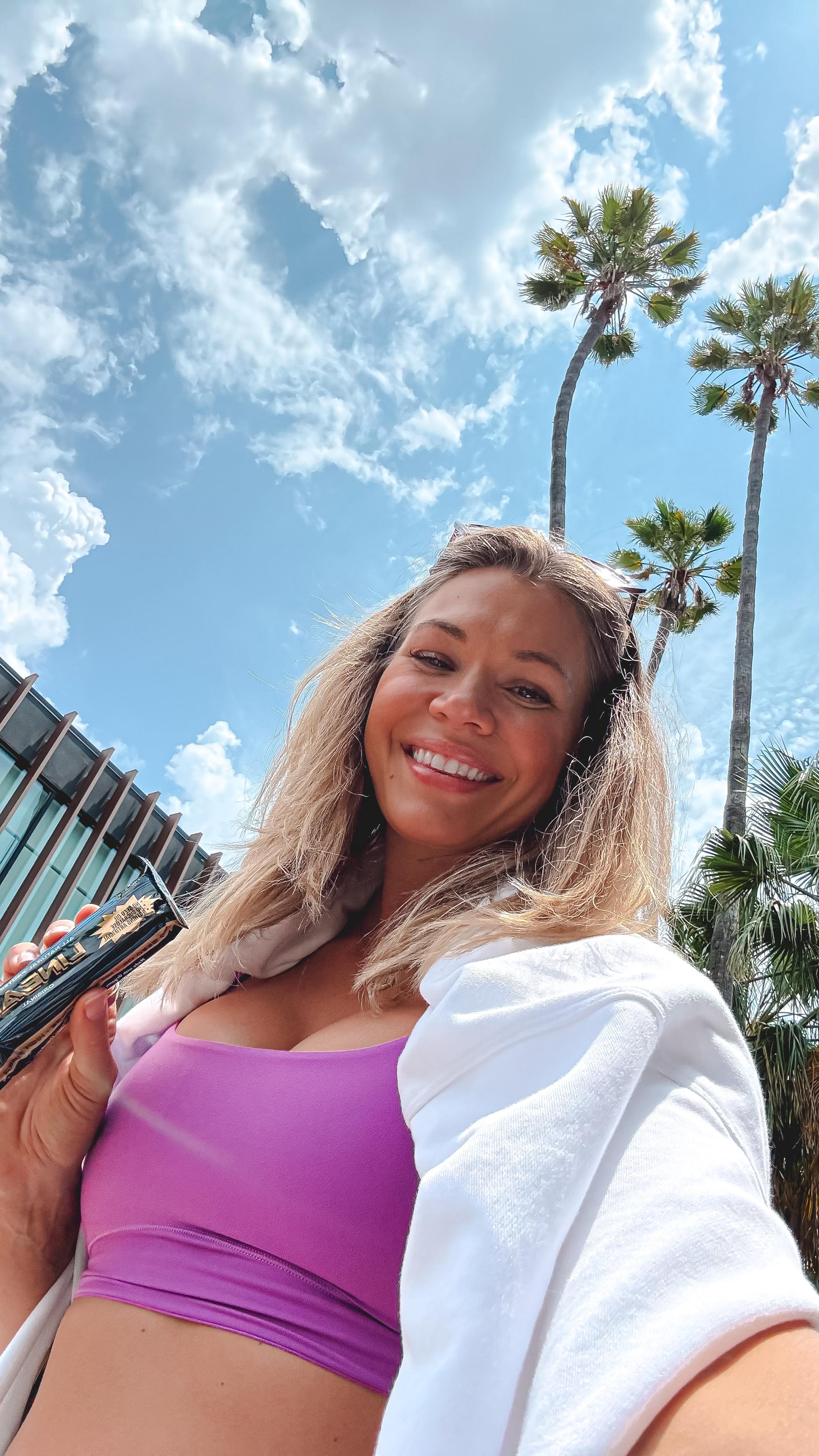 Instagram post by @coachkrystal_ for Linear Bar. Caption reads: I found the BEST-tasting protein bar made WITHOUT....